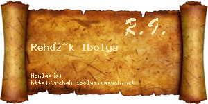 Rehák Ibolya névjegykártya